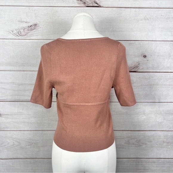 Intimately Free People Teagan Swit Short Sleeve Sweater Top V-Neck Sz L - Picture 4 of 7